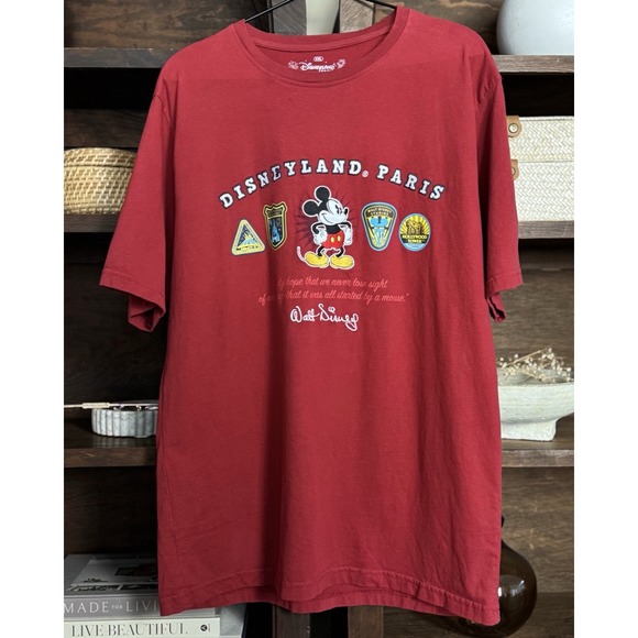 Disneyland Paris Mickey Mouse T-Shirt Red Adult XXL Disney Parks Vintage Tee - Picture 1 of 5